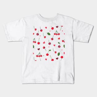 Cherries and red hearts Kids T-Shirt